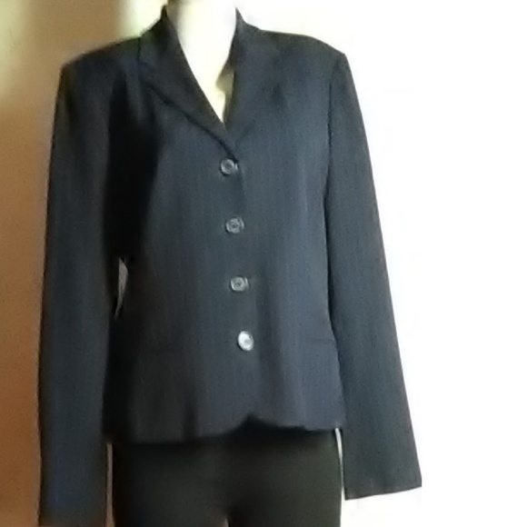Chaps New Black Pinstripe Blazer Size 14 - Picture 3 of 7